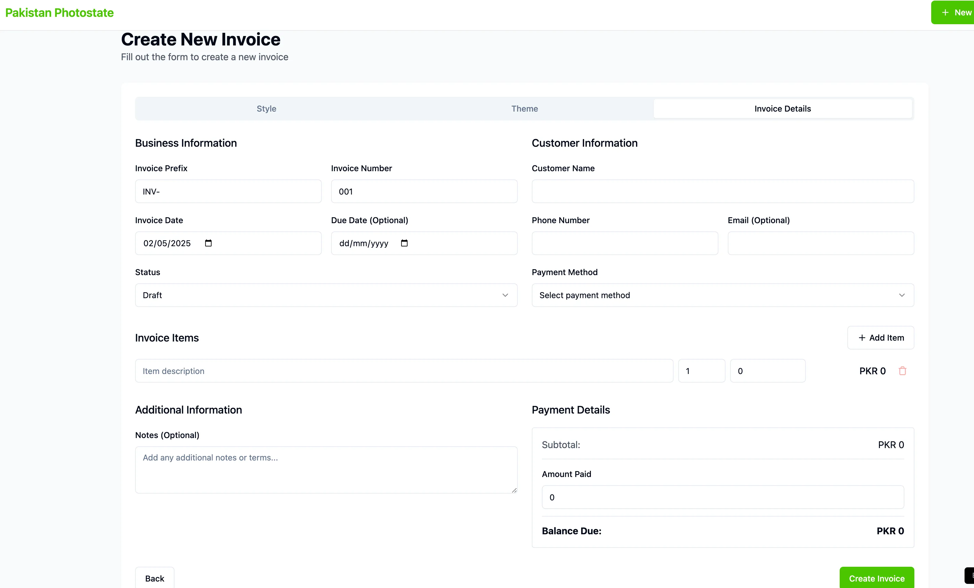 Invoice Management System screenshot